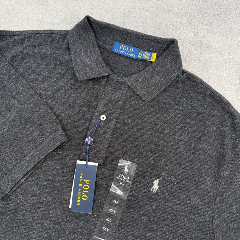 Polo Ralph Lauren Mens XLT Short Sleeve Cotton Polo Shirt Charcoal Black Heather